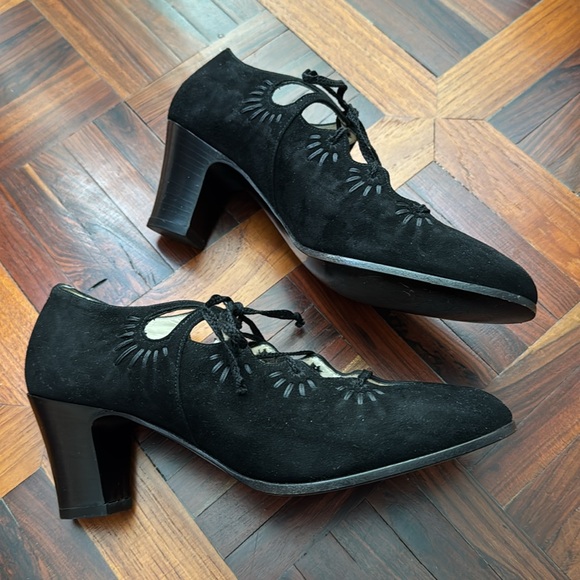 Vintage Bally suede lace-up pumps made in Switzerland Size EU 36.5 E US6 - Picture 5 of 9